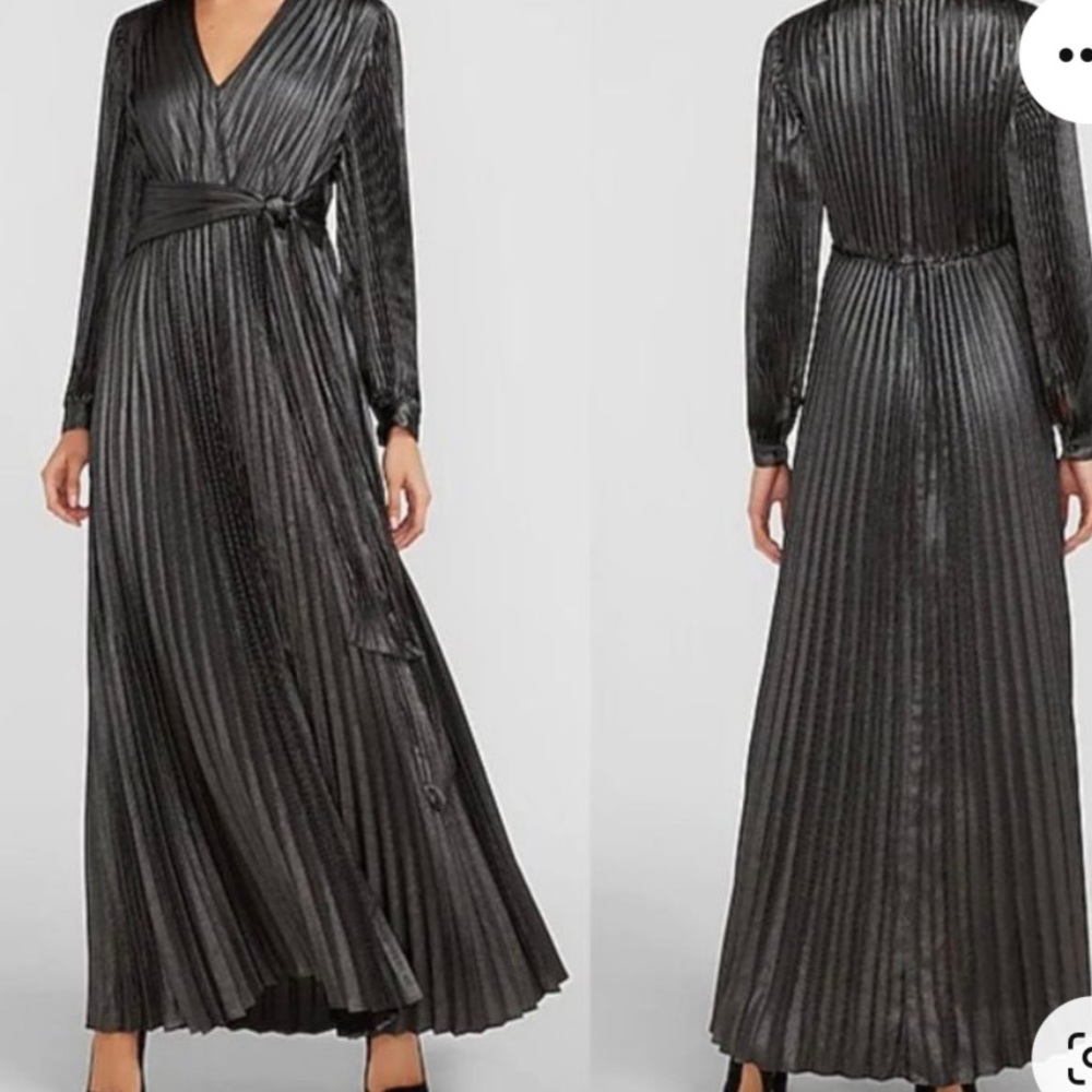 Express Satin/ Metallic pleated dress . Brand new with tags